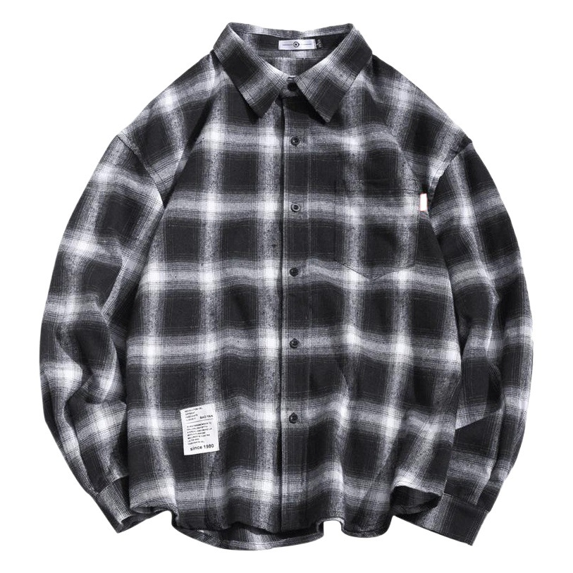 Otoño 2022 camisa a cuadros de los hombres japoneses más tamaño casual Camisa de manga larga estilo coreano moda abrigo de grasa