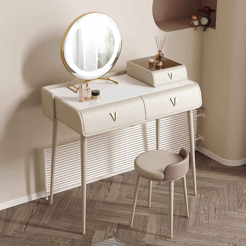 0.8 화장대 + 보석함 + 스툴 + 거울 [라이트 커피 컬러 1