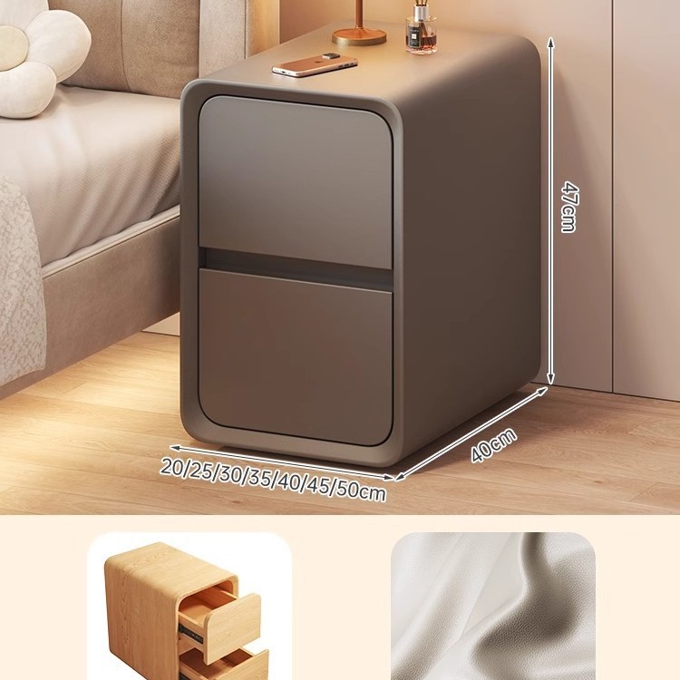 Mesa de cabecera pequeña moderna simple muy estrecha cabina de cabecera viento de crema ultra estrecho 2024 nuevo estante de almacenamiento de mini hendidura