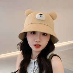帽子の女の春の夏の甘くてかわいいアニメの熊の漁師の帽子の日系の学生は顔の小さい日よけの百合の盆の帽子を現します。