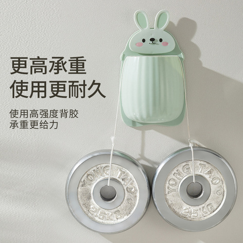 No punching wall-mounted storage rack powerful traceless rabbit cartoon kitchen bathroom storage box storage rack wholesale
