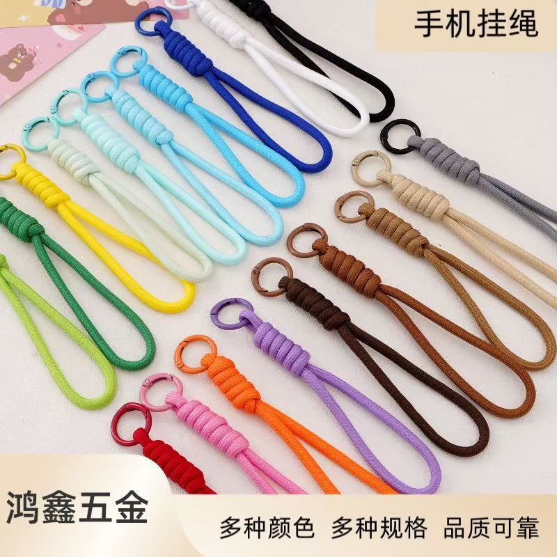 Color-Blocked Knotted Phone Lanyard, Creative Short Braided Phone Case Keychain, Detachable Anti-Loss Hanging Strap Accessory