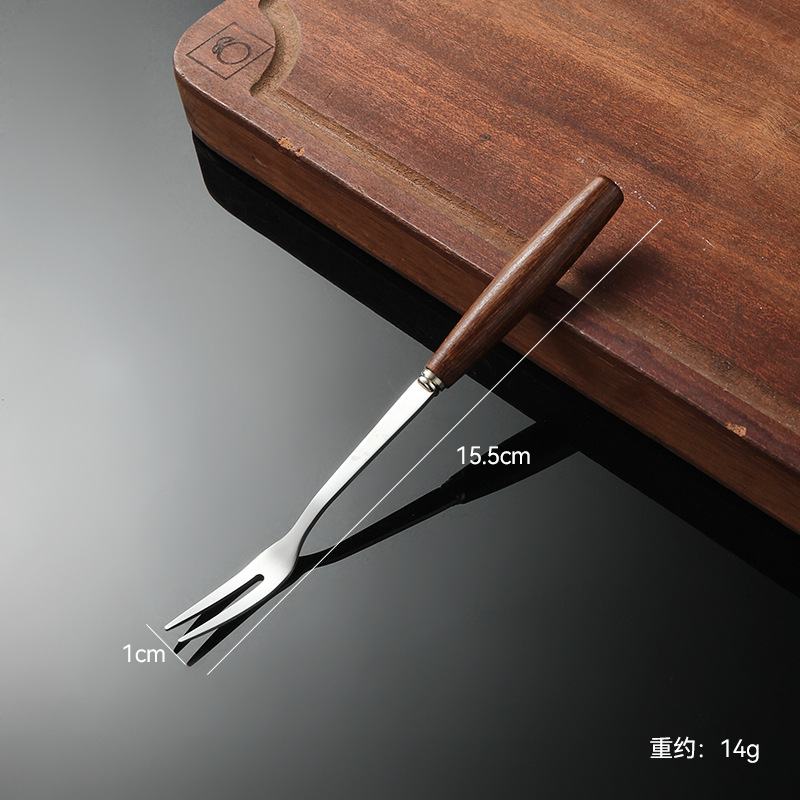 Madera de haya, alas de pollo, mango de madera, cuchillo y tenedor de acero inoxidable doméstico, cubiertos, cuchillo y tenedor de carne brillante, cuchara de carne occidental