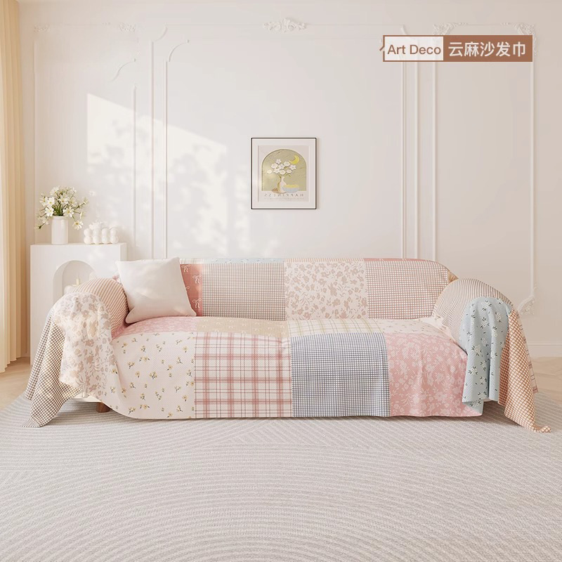 Simple Small Fresh Sofa Cover Cloth Four Seasons Universal 2025 New Style Sofa Towel Full Cover Anti-cat Scratch Non-slip Sofa Cover