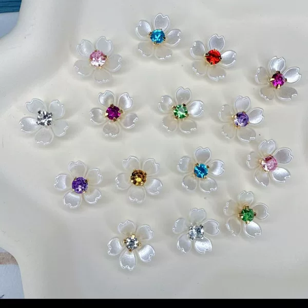 15mm five-petal small flower gold single-prong DIY craft material popular hairpin accessory with gold rhinestones