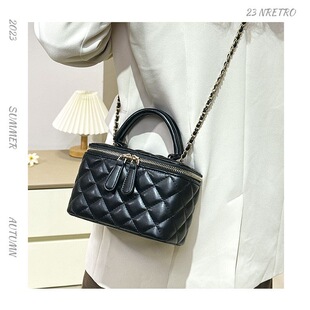 Chanel Style Box Bag Gold Ball Diamond Plaid Chain Bag Genuine Leather 2022 New Mini Square Bag Women's Crossbody Bag for Summer