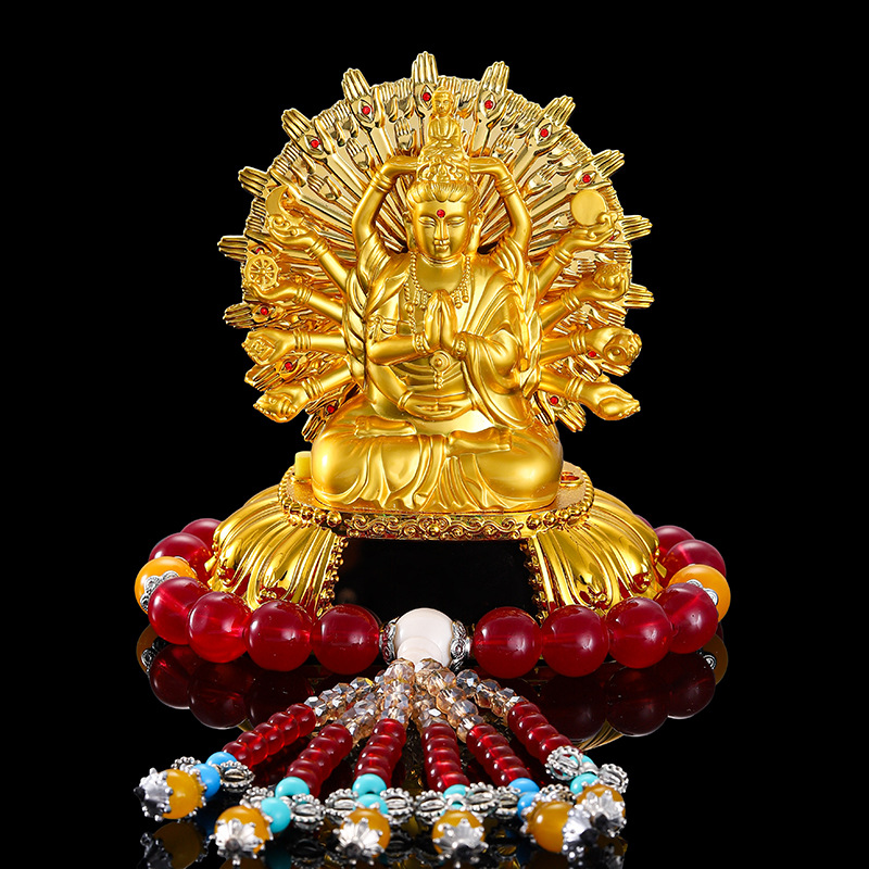 Car solar wheel car decoration alloy double-sided thousand-handed Guanyin ornaments car interior accessories decoration car ornaments