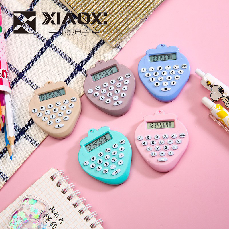 Strawberry mini calculator portable mini calculator keychain carry ultra-thin candy color calculator
