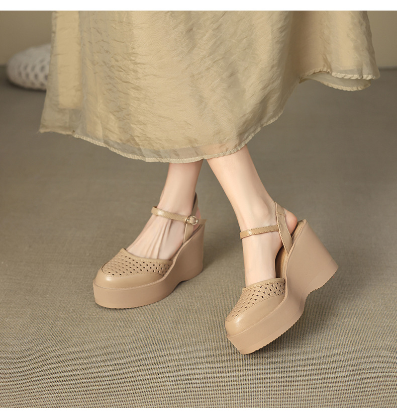 Sandal cao gót nữ mũi nhọn quai ngang đế dày 9.5cm — màu trắng ngà, màu mơ chi tiết 8