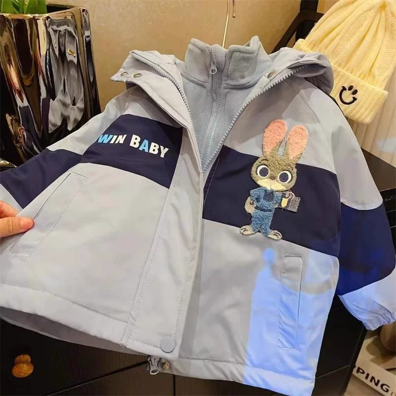 Котоночка keep warm мультфильм кролик, съёмная куртка, подкладка, комплект, западный стиль, утолщённая версия, полицейский стиль