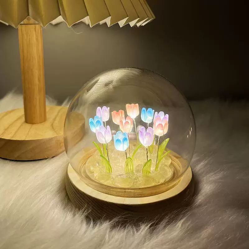 Креативные handmade diy искусственные цветы, тюльпаны, готовые ночники, декоративные светильники, подарки ко Дню Святого Валентина