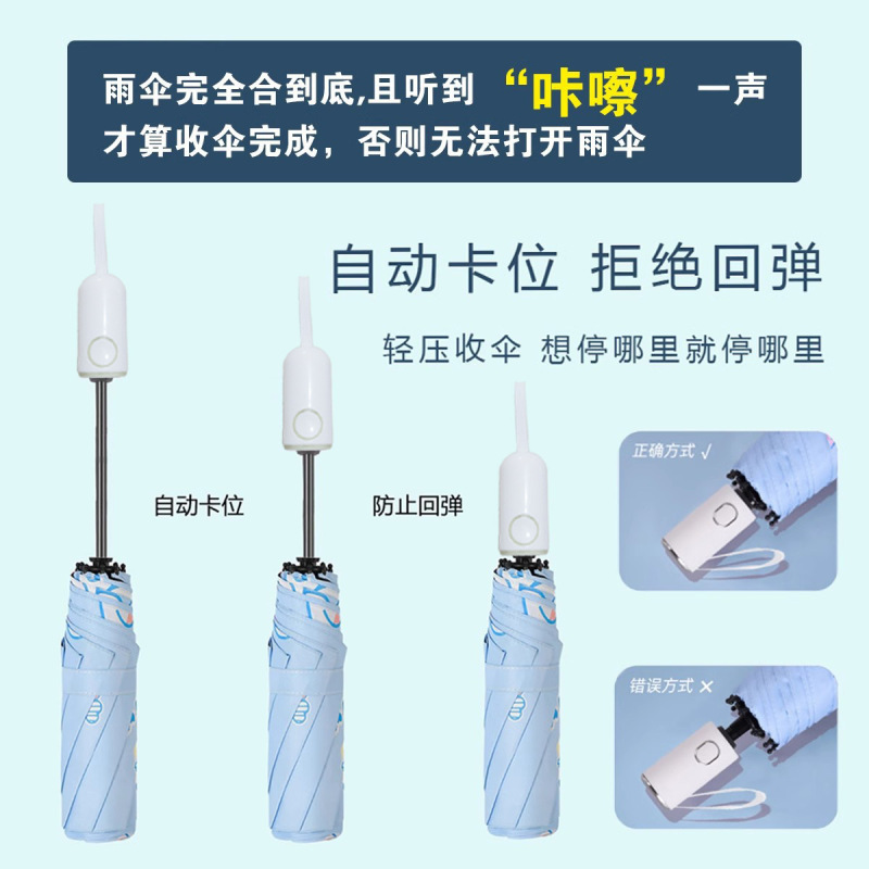 Fully Automatic Umbrella with Black Rubber Coating, Sun Protection, Uv Protection, Dual-Use for Sun and Rain, Foldable Cartoon Design for Girls