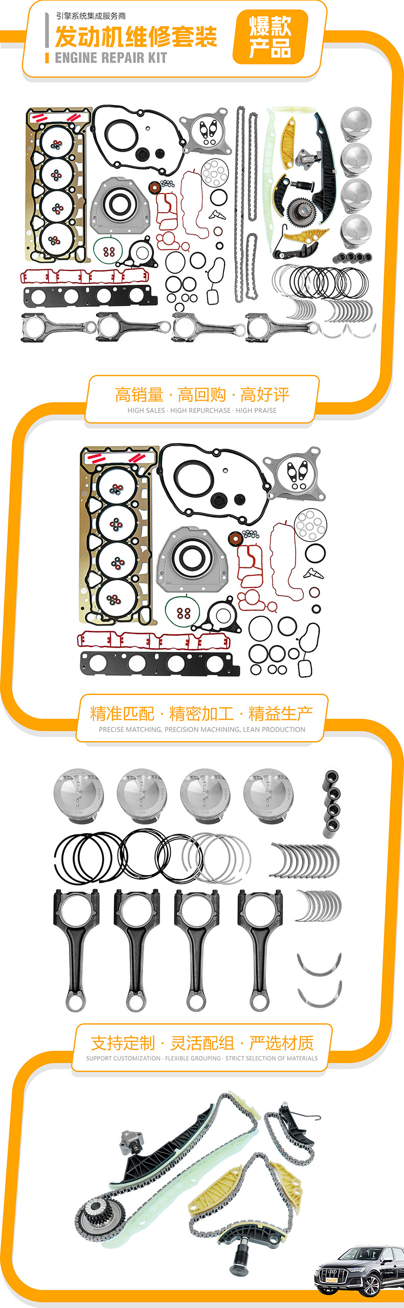 Suitable for Audi EA113 C6 2.0T cylinder head assembly OE 06D103351D BPJ accessories
