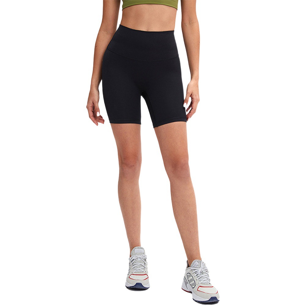 Nuevos deportes de Yoga de cintura alta desnuda sensación de no vergüenza línea de piel-friendly cadera levantamiento vientre contratación no caída de la aptitud de las mujeres de tres puntos cortos