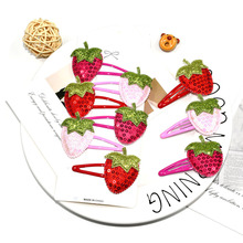 欧美跨境亮片草莓BB夹滴油水滴型刘海侧边夹ins风女士发卡碎发夹