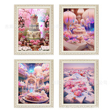 跨境新款5D钻石画婚庆生日蛋糕装饰画DIY满钻30*40组合砖石画工厂