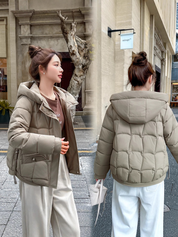红色连帽羽绒棉服女冬季2025大码胖加厚保暖短款面包服棉衣外套|undefined