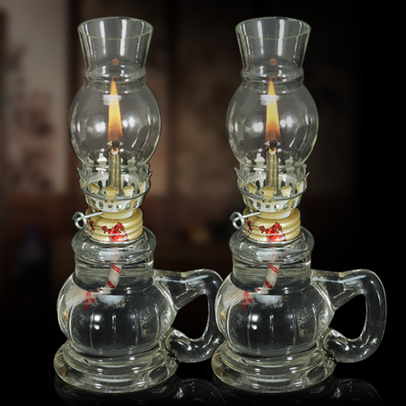 Lámpara de queroseno de estilo antiguo, lámpara de aceite, lámpara de caballo, lámpara de agua, lámpara de aceite extranjera, lámpara de caballo de vidrio