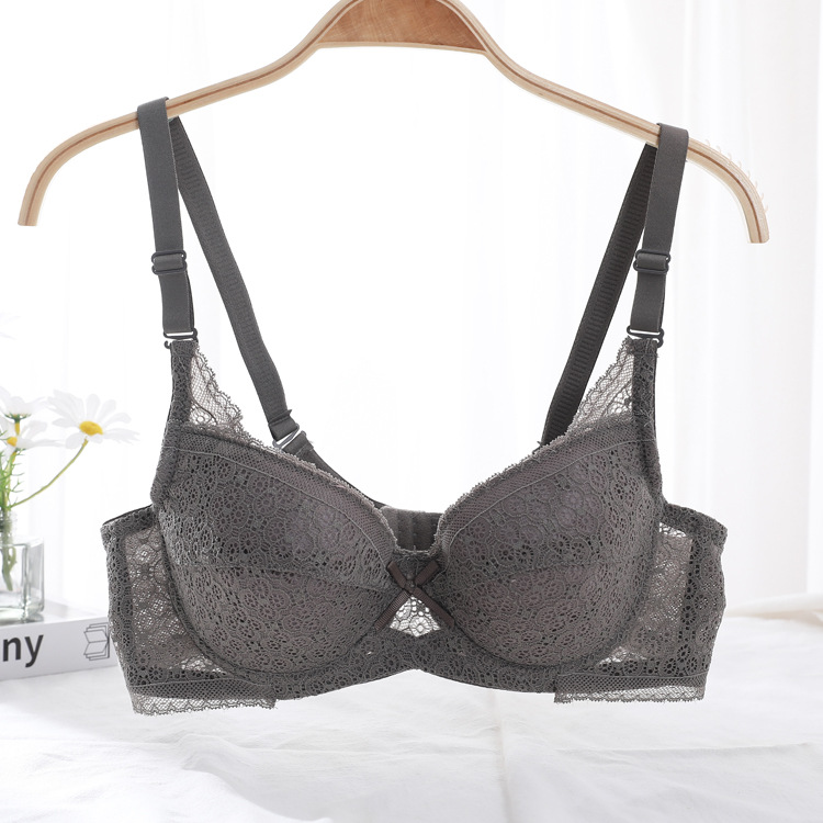 Shantou sujetador de encaje sexy sin esponja ultra delgada ropa interior transpirable y cómoda ajustable para mujeres sujetador anti-caída