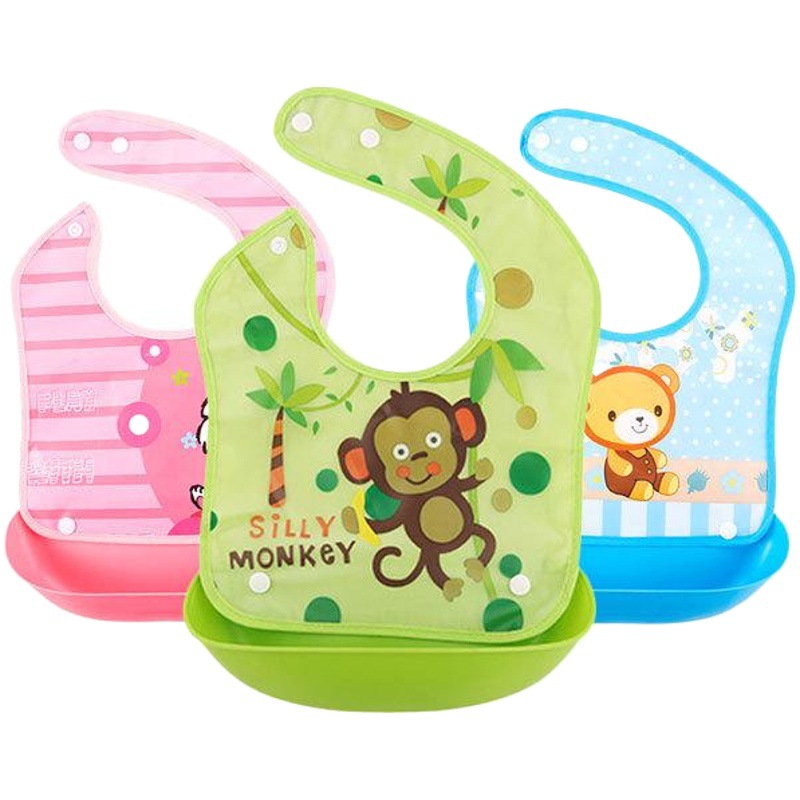 [Snap button] baby bib waterproof food bag baby bib eating saliva bag saliva towel three-dimensional imitation silicone