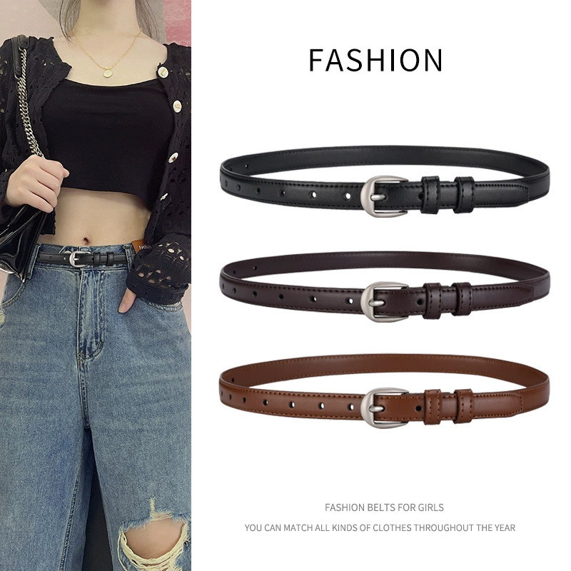 Женский тонкий ремень с пряжкой для брюк 2025 лето новый корейский стиль повседневный универсальный ремень для джинсов