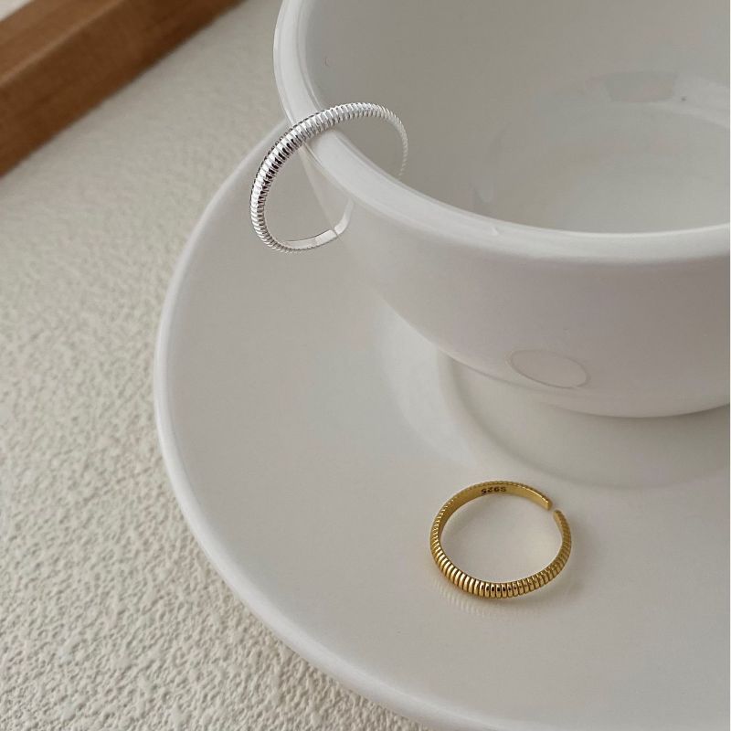 Wide Band Rings, Open Rings, Rings Classification 18K Gold Plated Silver Plated 925 Sterling Silver Geometric Stripe Spiral Stripe Wide Band Rings Open Rings Rings