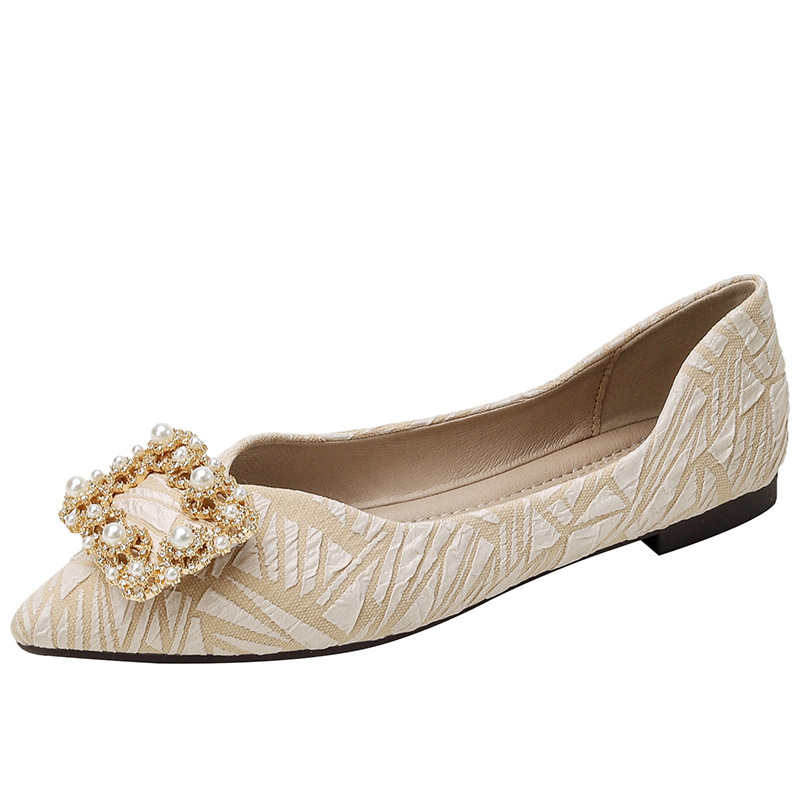 Zapatos de una sola capa para las mujeres 2023 nueva primavera y otoño tods de corte bajo todo el Partido rhinestone estilo de hadas de fondo suave señaló bombas planas