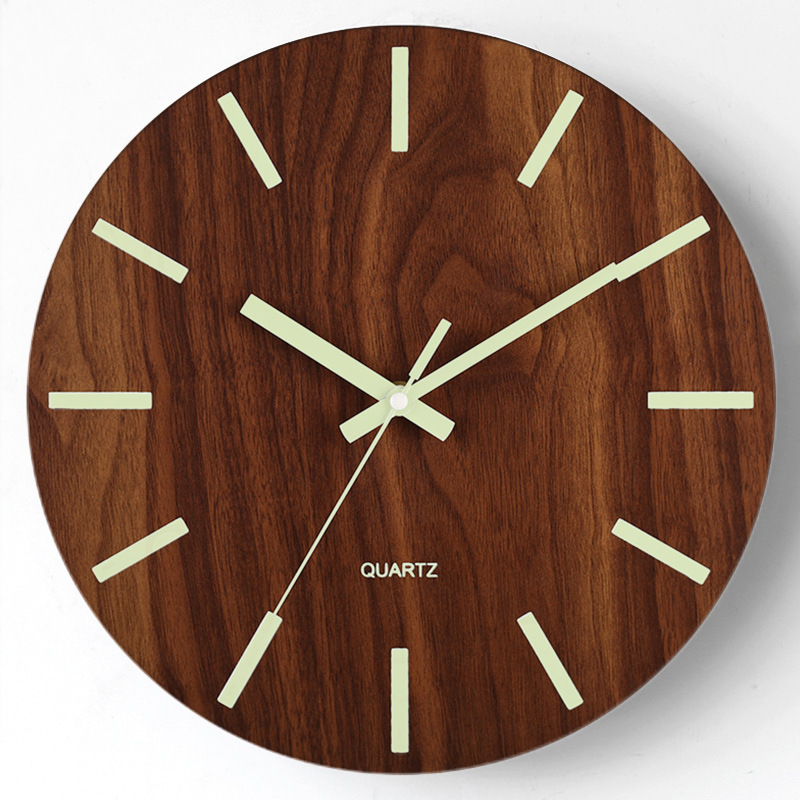 12 pulgadas 30cm luminoso digital simple reloj de madera hogar sala de estar decoración reloj mudo Reloj de pared al por mayor