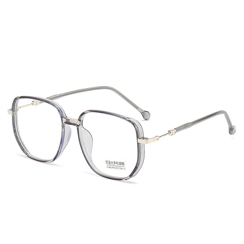 Gafas de miopía con brillo de cielo estrellado de montura grande cuadrada Las mujeres pueden estar equipadas con gafas planas de grado