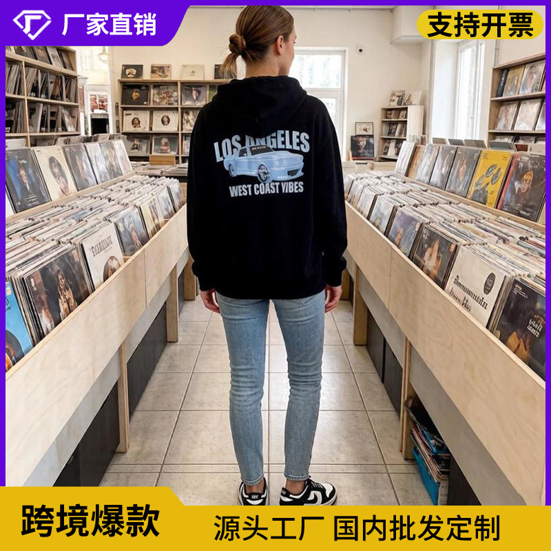 Cross-Border New Gothic Oversized Hoodie Long-Sleeve Harajuku Sweatshirt Unisex Aesthetic Hip-Hop Retro Friends Winter