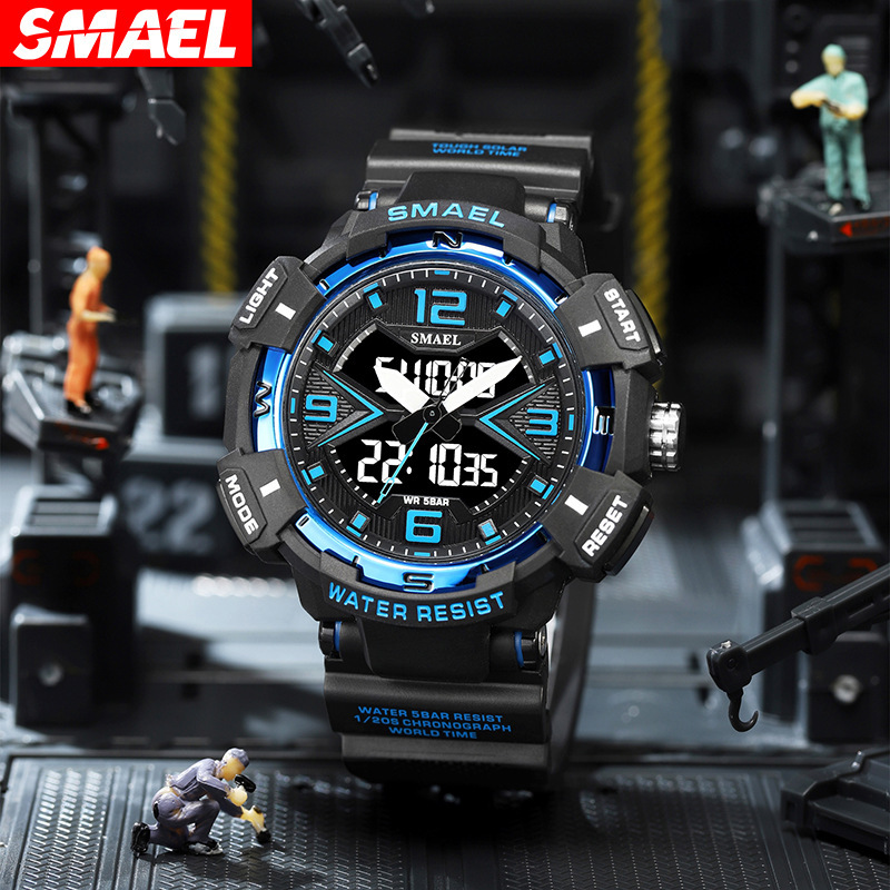 Smael nuevo reloj electrónico para hombres multifuncional al aire libre impermeable luminoso alarma reloj electrónico 8076