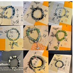 新中式串珠弹力绳手串甜美少女四叶草玻璃手串夜市摆摊批发手饰礼