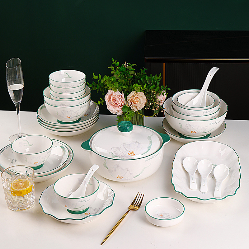 Jingdezhen Ceramic Tableware Gift Box suit Japanese Style Simple Sales Opening Gift Accompanying Ceramics Bowl Wholesale