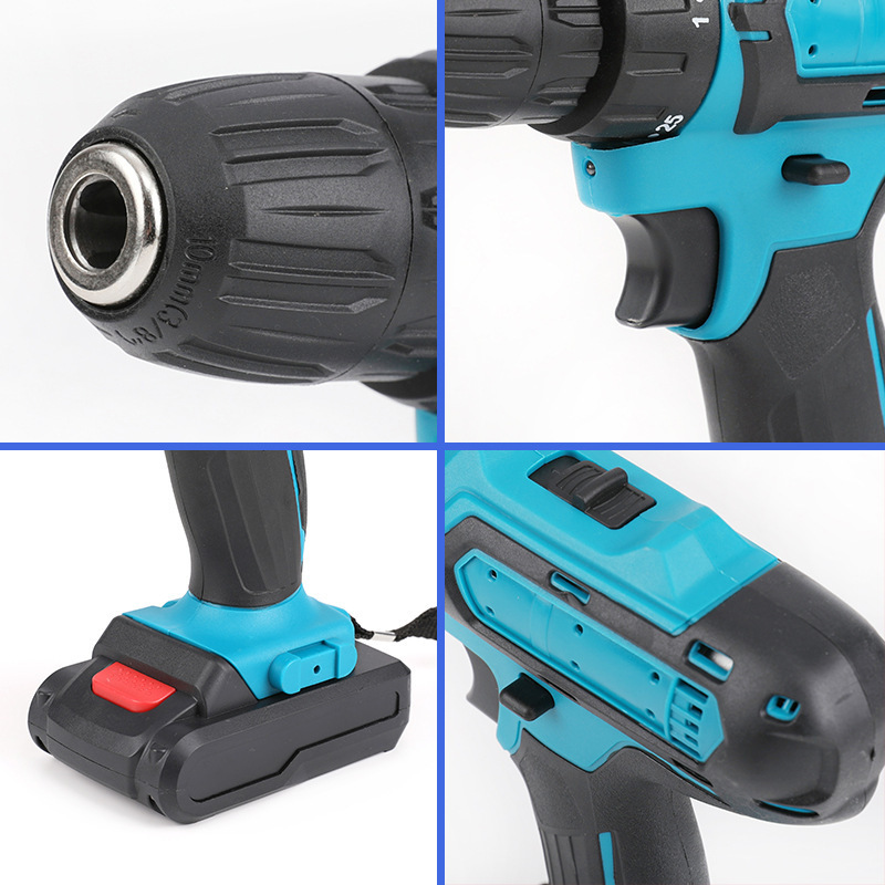 Taladro Eléctrico de 21V/10mm Personalizado de Fábrica OEM, Juego de Taladro de Impacto de Litio, Kit de Herramientas, Taladro Tipo Pistola