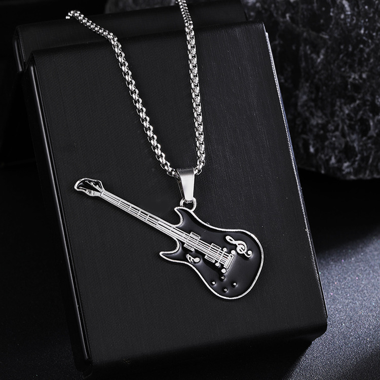 新しいギターペンダントネックレスメンズカラフルなオイル滴下合金楽器ステンレス鋼ペンダント DIY ジュエリーアクセサリー女性|undefined