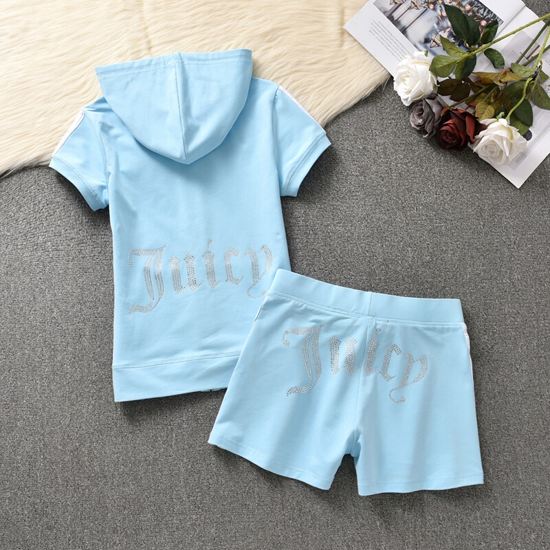 Juicy Coconut Summer Fashion Casual Sports Suit Women's Cotton Short-Sleeved Shorts Hot-Drilled Running Tennis Wear