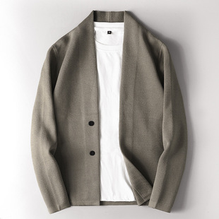 High-end Business Casual Cardigan Sweater Men's Slim-fit Handsome All-match Outerwear Knitwear Spring and Autumn Men's Coat