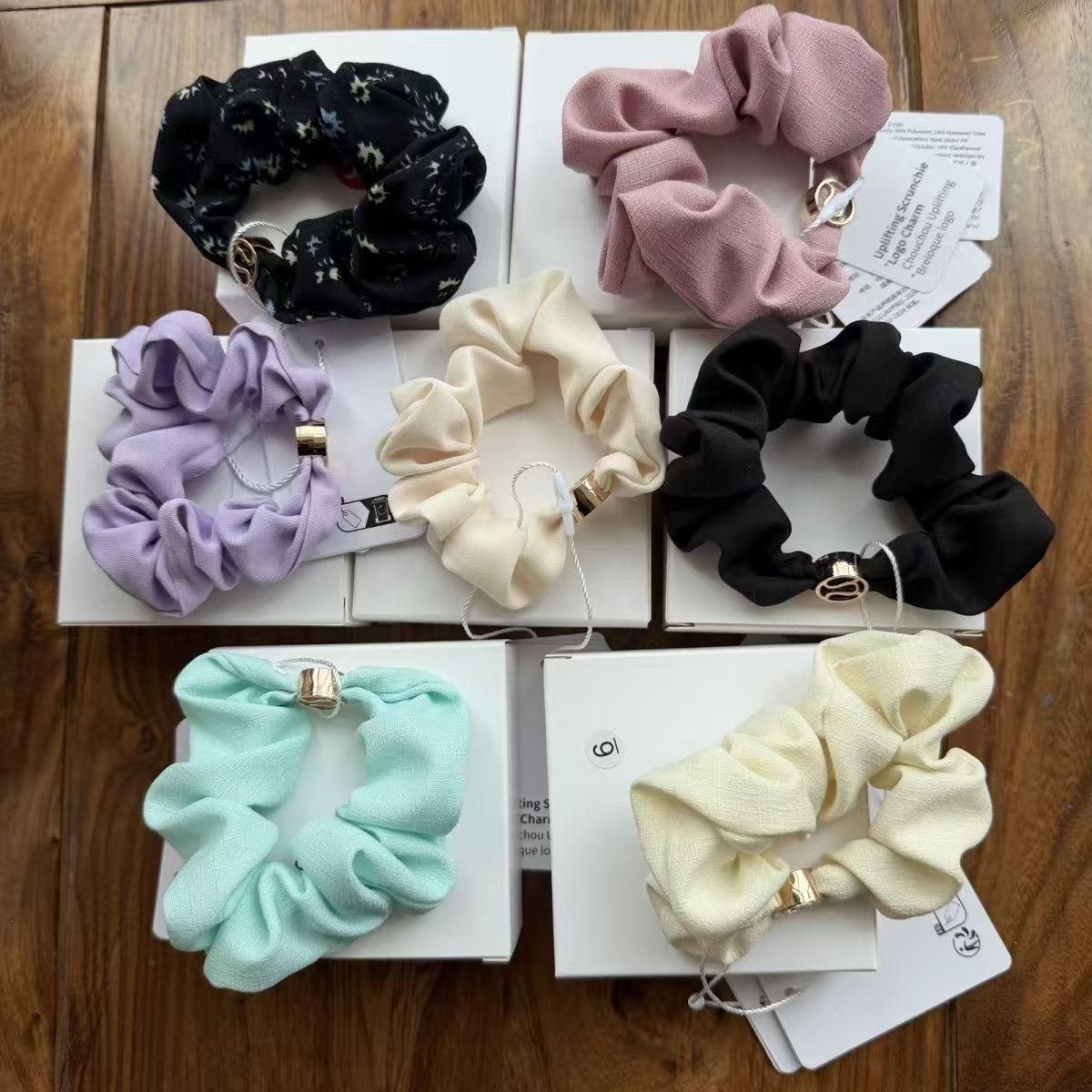 Lu's Ponytail Hair Tie Elastic Scrunchie Metal Logo Hair Accessory Lulu Hair Tie Wholesale Dropshipping