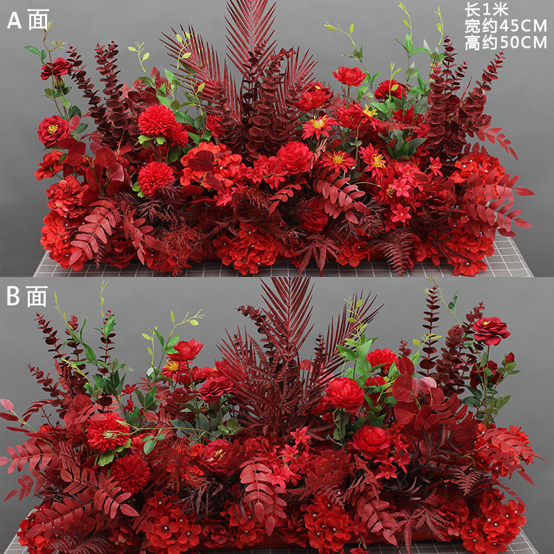 新款婚庆大款地排花绢花成品装饰尤加利花排台路引婚礼花艺|undefined