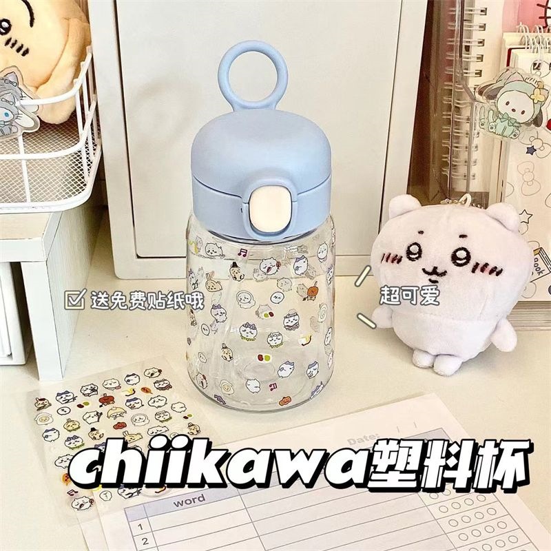 치이카와 410ml 휴대용 빨대컵 316L 스테인리스 학생용 미니 물컵 스티커 세트