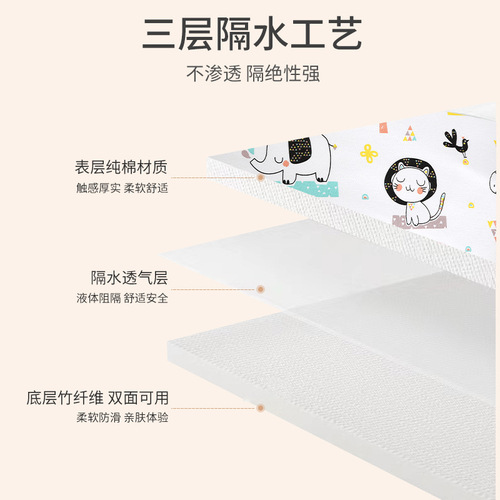 Baby Waterproof Diaper Pad 100% Cotton Breathable Washable Large Size Toddler Potty Mat Leak Proof Anti-Slip Menstrual Pad