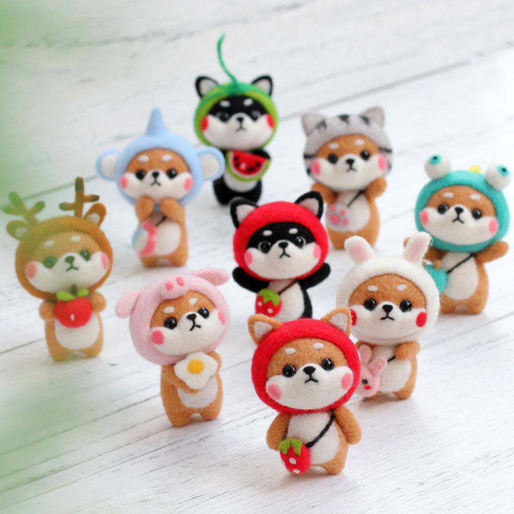 BG54 Wool Felt Stabbing Fun DIY Material Kit Handmade Cat Plush Christmas Handmade Doll Embroidery Rub Rub