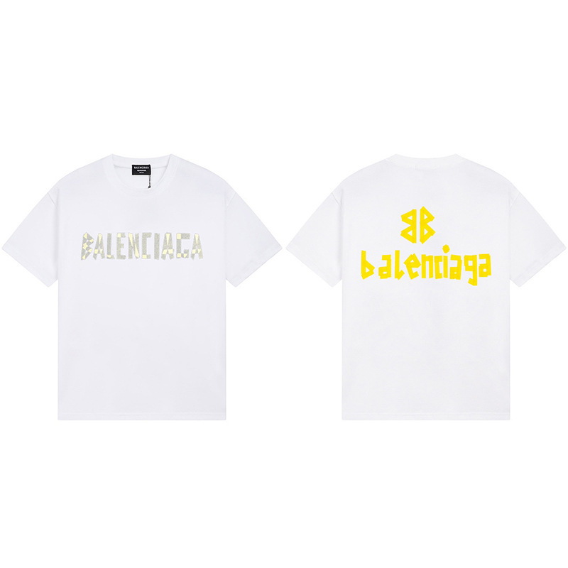 パリハイバージョンBファミリーTシャツ25s春夏新作ヘビーコットンラウンドネック半袖Tカジュアル万能男女同型|undefined