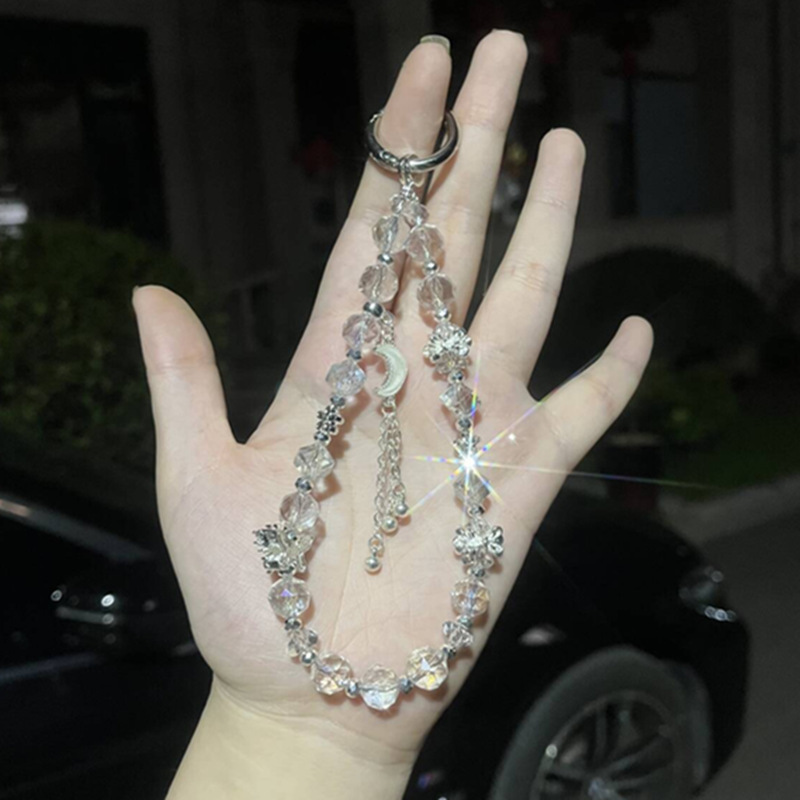 【Designer Style】Round DIY Phone Strap with Crystal Beads and Spacers, Flashing Pendant, Ins-style Decoration