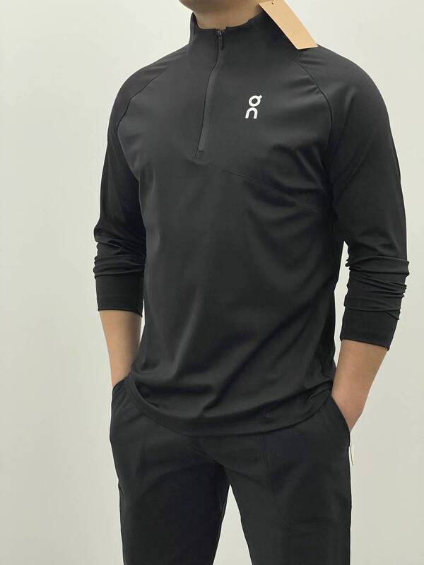 ON アンパオ 長袖スウェットシャツ Active-T 通勤 快適 通気性 メンズ ハーフジップ スポーツ 長袖 ドロップシッピング|undefined