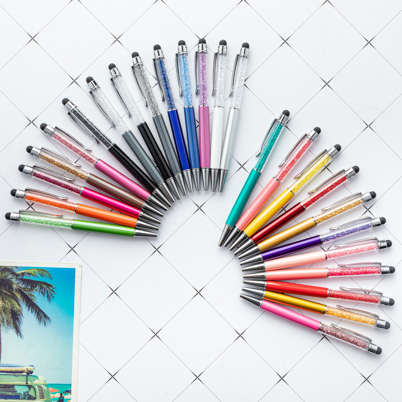 Bolígrafo de metal fábrica al por mayor bolígrafo de cristal pluma capacitiva de diamante logotipo imprimible pluma publicitaria bolígrafo multicolor