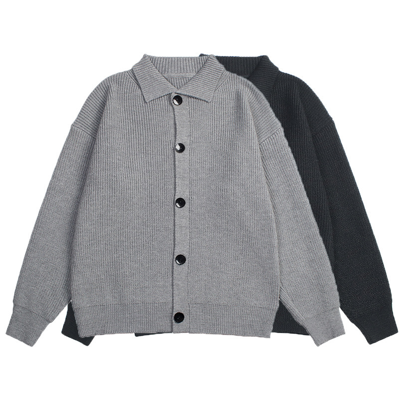 Spring and Autumn foreign trade button cardigan sweater men's sweater coat casual daily work striped knitted shirt loose