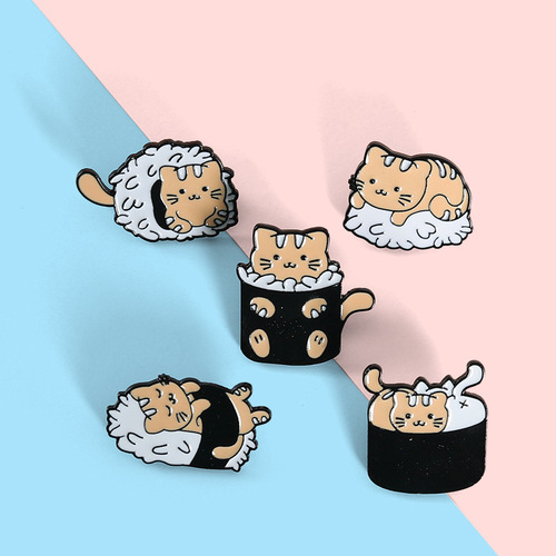AliExpress Best Selling Brooch Creative Cartoon Cat Pillow Pet Nest Series Painted Alloy Accessories Badge