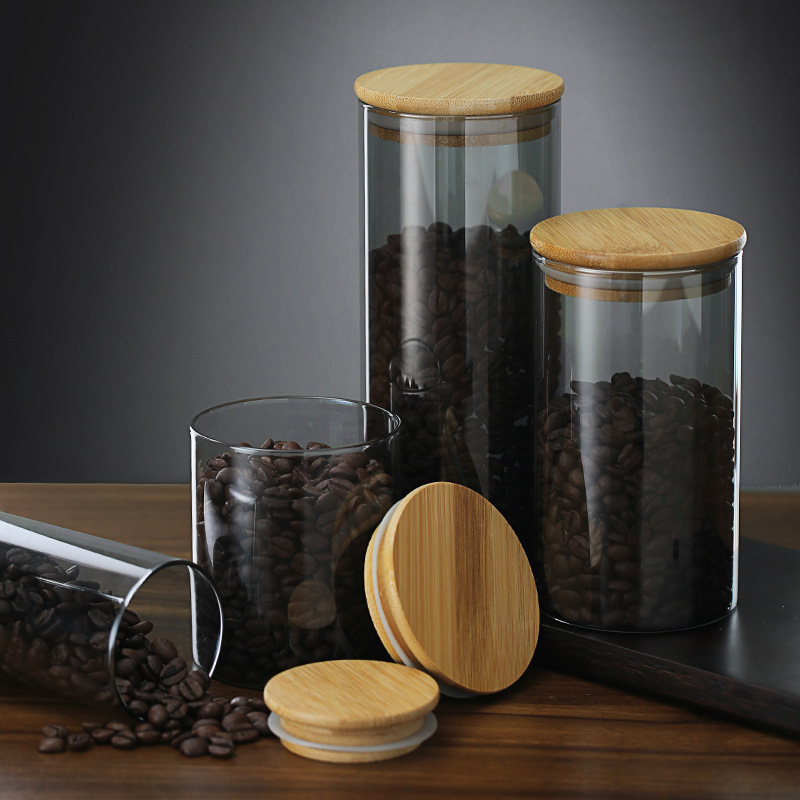 Botellas de vidrio negro transparente grandes y pequeñas para almacenar té, granos, especias y muestras de alimentos, frascos de almacenamiento sellados.