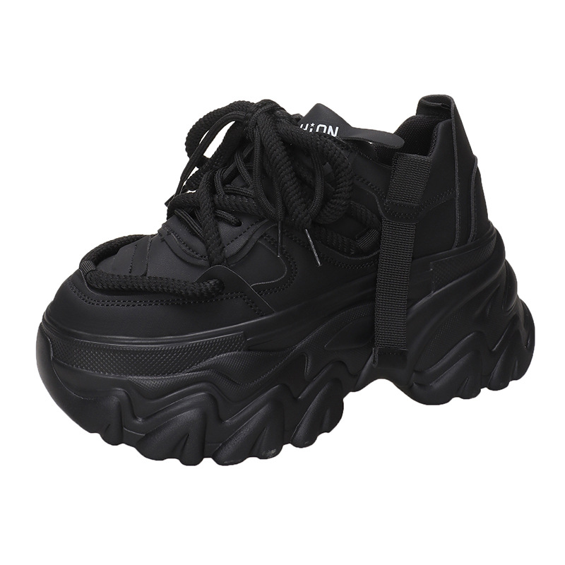 Women's Shoes 8cm height enhancing women's shoes thick soled high heeled dad shoes versatile and show small feet sports and leisure_voghion.com